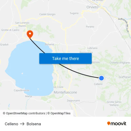 Celleno to Bolsena map