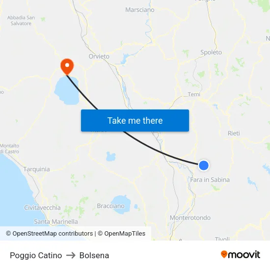 Poggio Catino to Bolsena map