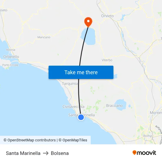 Santa Marinella to Bolsena map