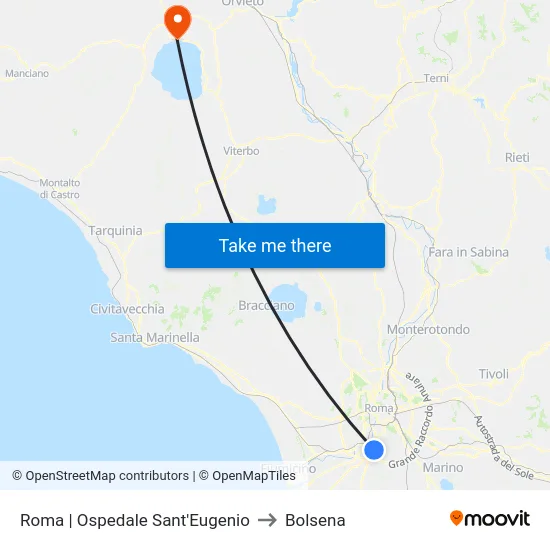 Roma | Ospedale Sant'Eugenio to Bolsena map