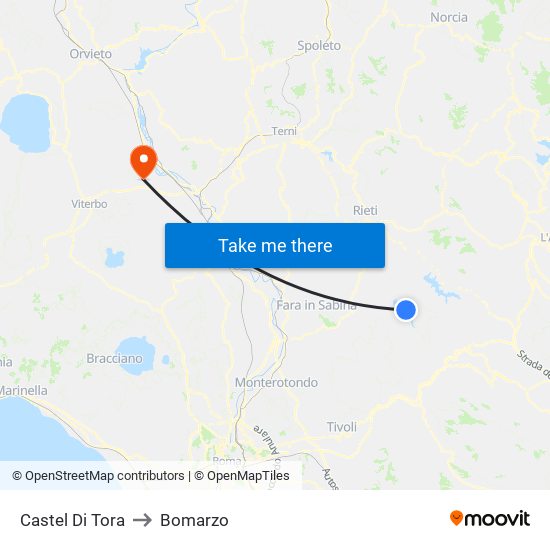 Castel Di Tora to Bomarzo map