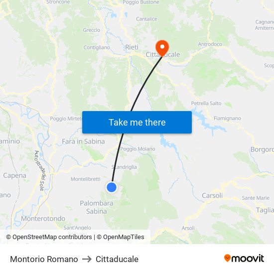 Montorio Romano to Cittaducale map