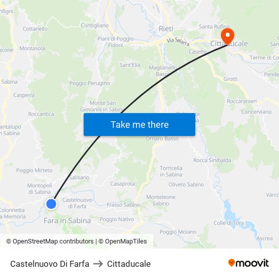 Castelnuovo Di Farfa to Cittaducale map