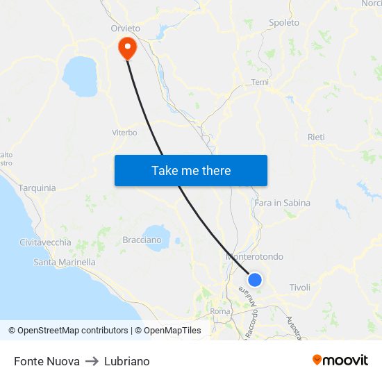 Fonte Nuova to Lubriano map