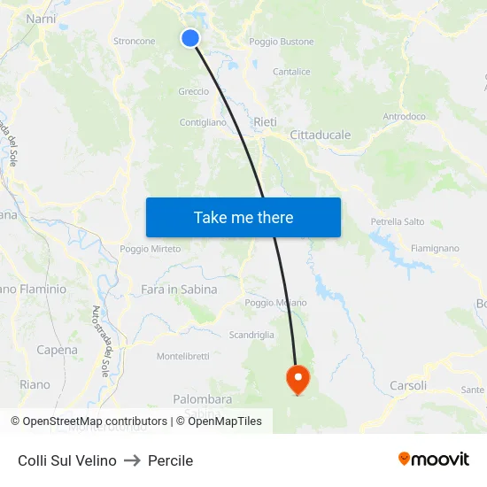 Colli Sul Velino to Percile map