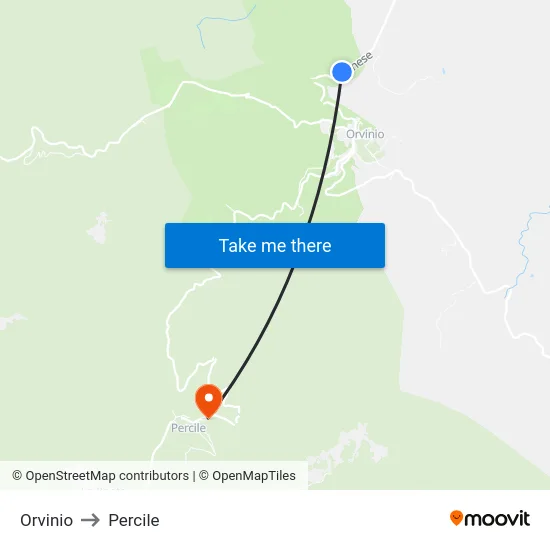 Orvinio to Percile map