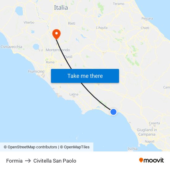 Formia to Civitella San Paolo map