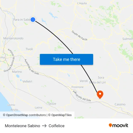Monteleone Sabino to Colfelice map