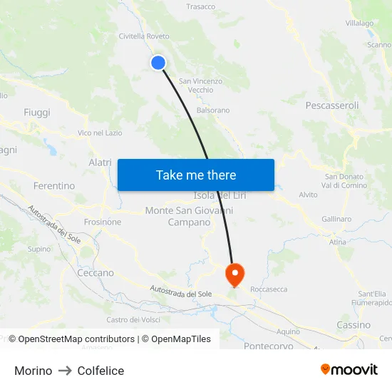 Morino to Colfelice map
