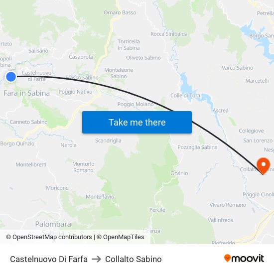 Castelnuovo Di Farfa to Collalto Sabino map
