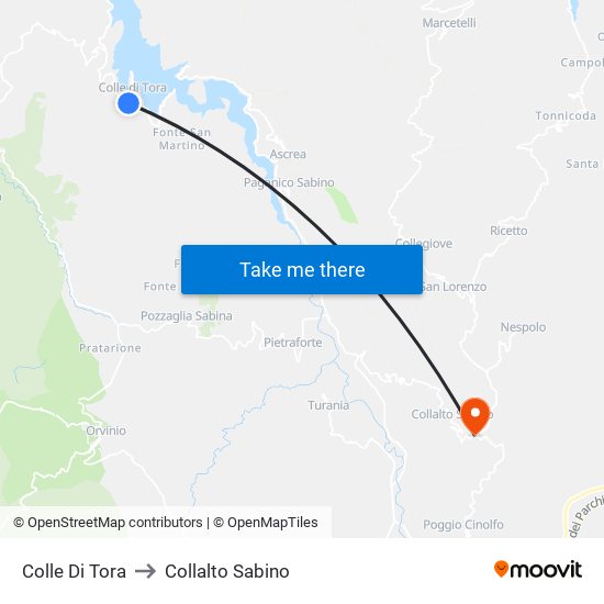 Colle Di Tora to Collalto Sabino map