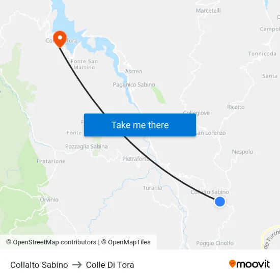 Collalto Sabino to Colle Di Tora map