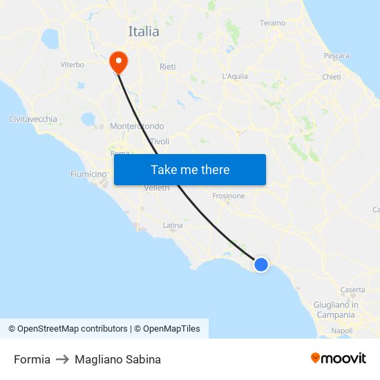 Formia to Magliano Sabina map