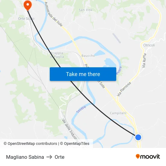 Magliano Sabina to Orte map