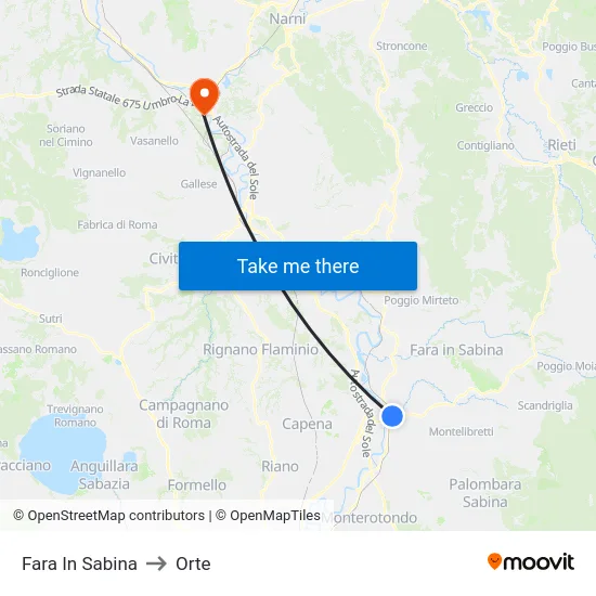 Fara In Sabina to Orte map