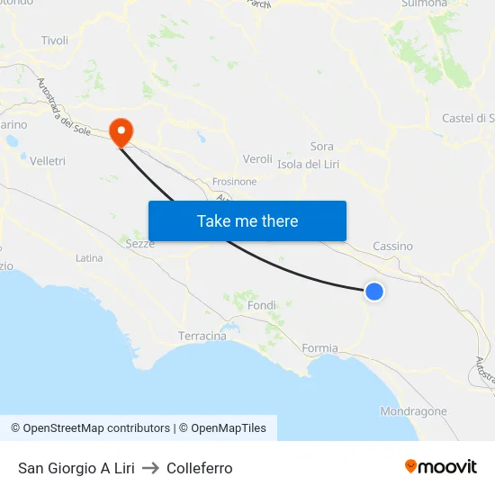 San Giorgio A Liri to Colleferro map