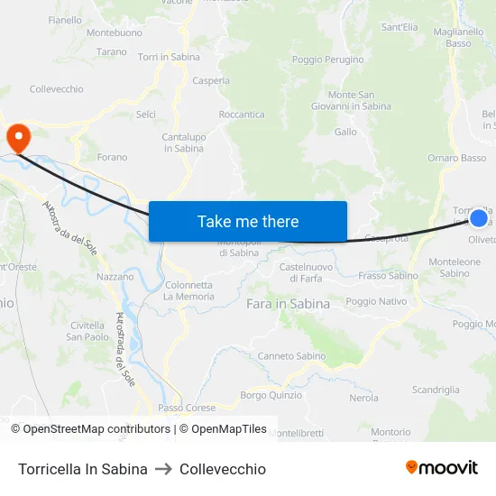 Torricella In Sabina to Collevecchio map