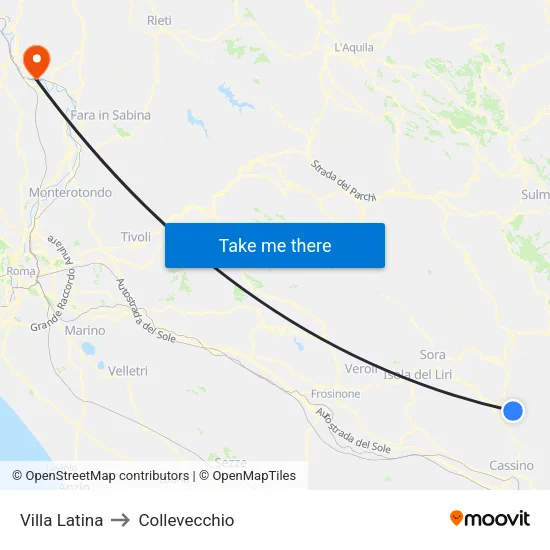 Villa Latina to Collevecchio map