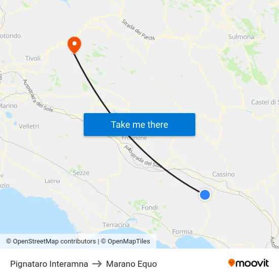 Pignataro Interamna to Marano Equo map