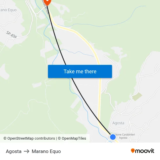 Agosta to Marano Equo map