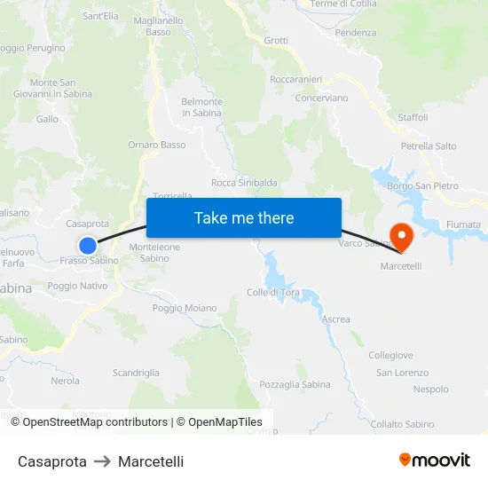 Casaprota to Marcetelli map