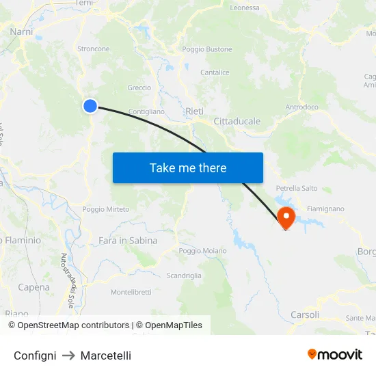 Configni to Marcetelli map