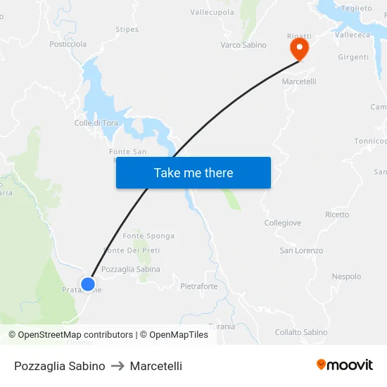Pozzaglia Sabino to Marcetelli map