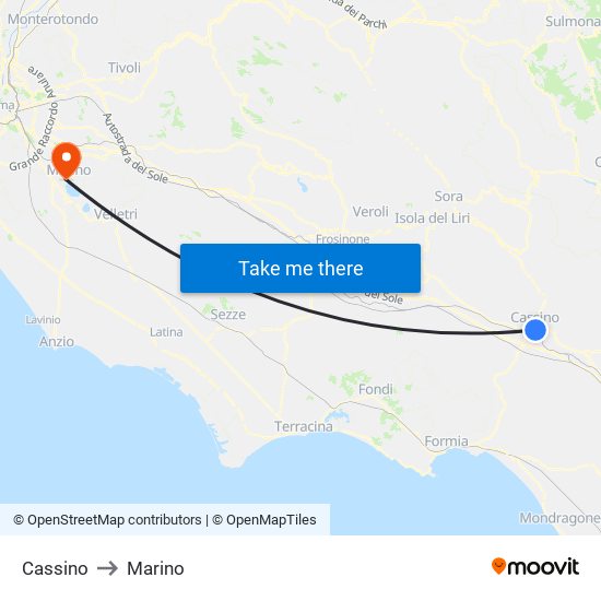 Cassino to Marino map