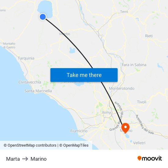 Marta to Marino map