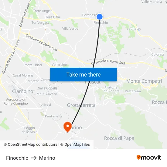 Finocchio to Marino map