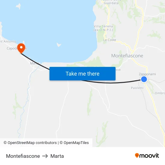 Montefiascone to Marta map
