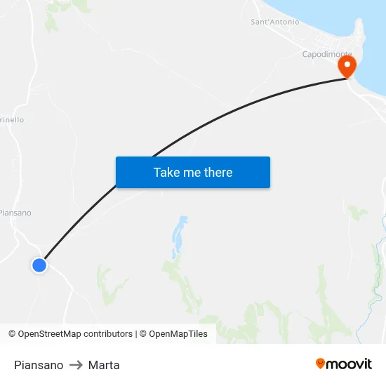 Piansano to Marta map