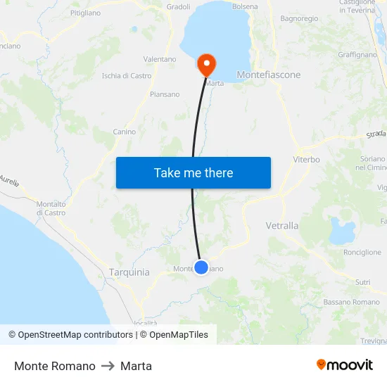 Monte Romano to Marta map