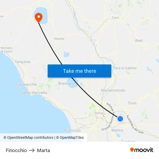 Finocchio to Marta map