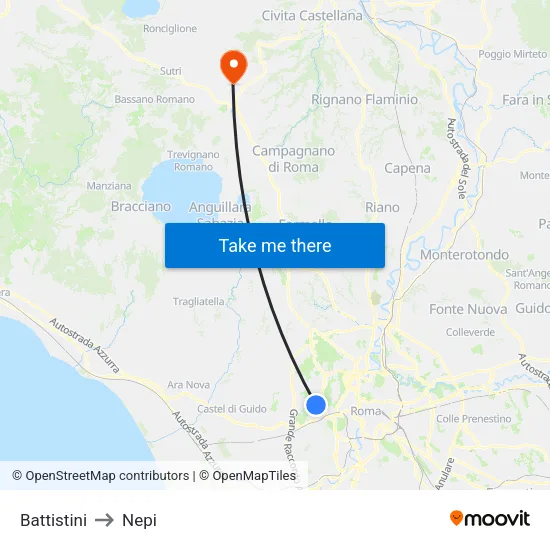 Battistini to Nepi map