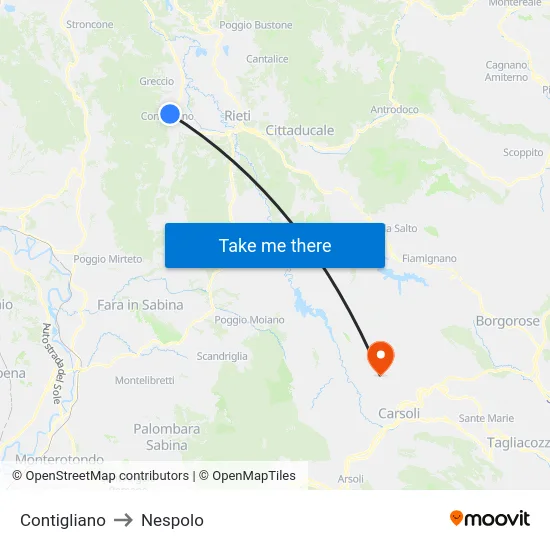 Contigliano to Nespolo map