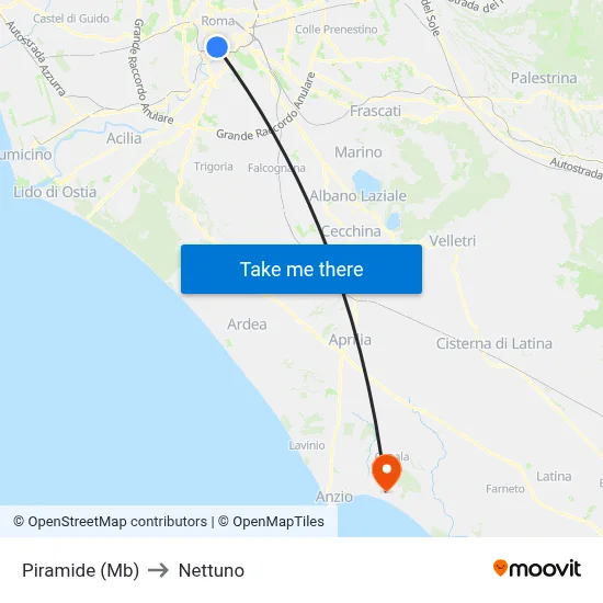 Pyramid (Metro) to Nettuno map