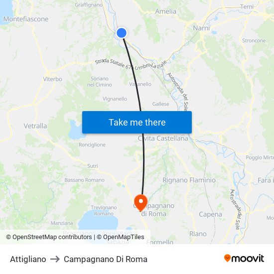 Attigliano to Campagnano Di Roma map