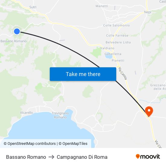 Bassano Romano to Campagnano Di Roma map