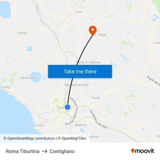 Roma Tiburtina to Contigliano map