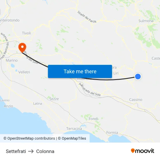 Settefrati to Colonna map