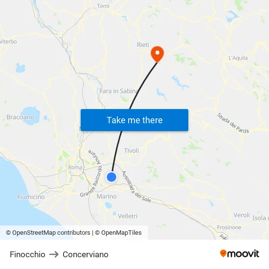 Finocchio to Concerviano map