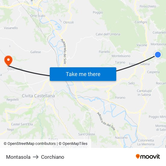 Montasola to Corchiano map