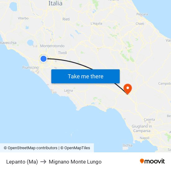 Lepanto (Ma) to Mignano Monte Lungo map
