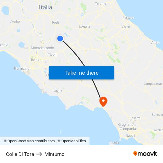 Colle Di Tora to Minturno map