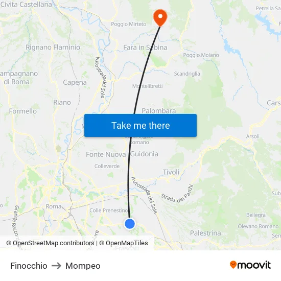 Finocchio to Mompeo map