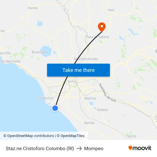 Cristoforo Colombo Station to Mompeo map
