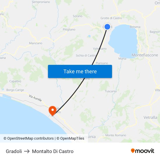 Gradoli to Montalto Di Castro map