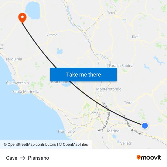 Cave to Piansano map