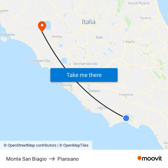 Monte San Biagio to Piansano map